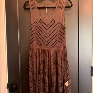 Free People Brown Mini Dress with Black Accents